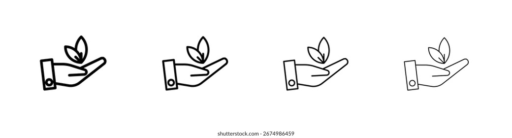 Iconos de hoja en mano. trazos de línea iconos simples