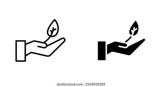 Leaf in hand icons vector graphic pack
