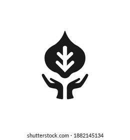 Leaf and hand illustration for simple logo design