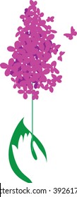 Leaf hand with lilacs