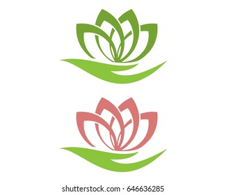 leaf and hand logo design 