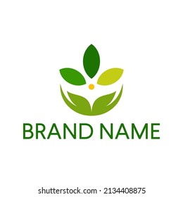 Leaf hand logo design inspiration
