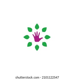 Leaf in Hand Logo Environment Friendly Symbol Hand + Leaf Logo