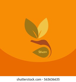 Leaf in hand logo. Organic Life symbol. Eco planet. save clean planet