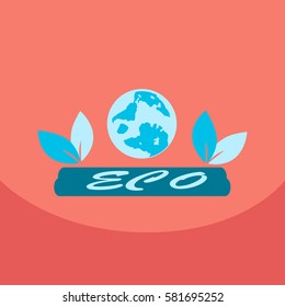 Leaf in hand logo. Organic Life symbol. Eco planet. save clean planet