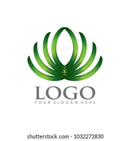 Leaf Hand Lotus Logo Icon