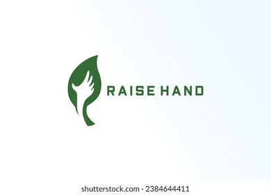 leaf hand raise minimalist elegant modern logo vector