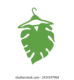 leaf with hanger clothes symbol vector graphic. fit for nature clothe logo