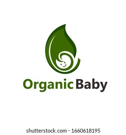 leaf and head baby logo, organic baby logo design