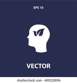 leaf and head icon. eco sign vector eps10 icon
