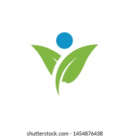 leaf and healthcare logo template