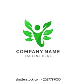 Leaf healthy wellnes gradient logo design