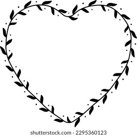 Leaf heart Flower frame leaf wreath vector border floral photo frame romantic decoration for wedding anniversary birthday new year newborn mother Christmas valentine winner award congratulations