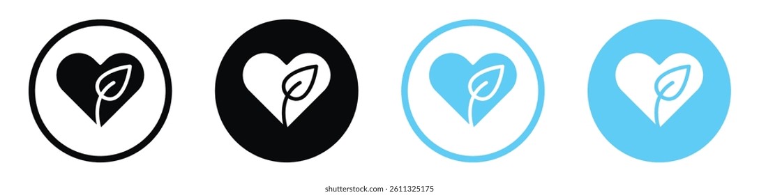 Leaf heart icon collection. vector illustration set
