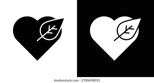 Concepto de diseño de icono de corazón de hoja. iconos planos de Vector