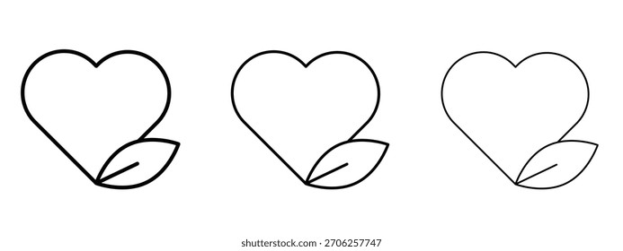 Leaf heart icon linear style sign for mobile concept and web design.