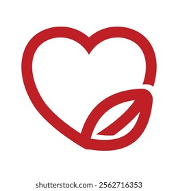 leaf heart icon logo design template