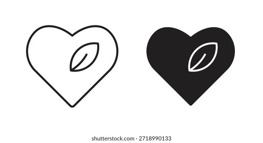 Icono del corazón de la hoja para el App móvil, diseños editables