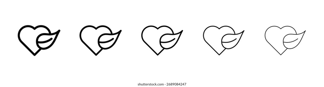 Leaf heart icon for mobile concept and web design.