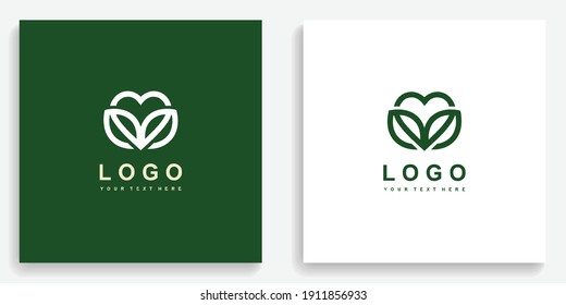 Leaf Heart Icon Symbol Logo. Modern logo icon template vector design svg