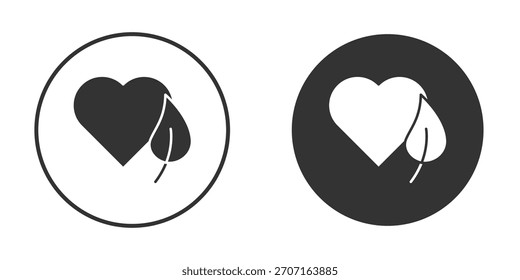 Icono de corazón de hoja para diseño de Sitio web, logotipo para Web y App.