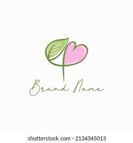 Leaf and Heart Logo Concept 