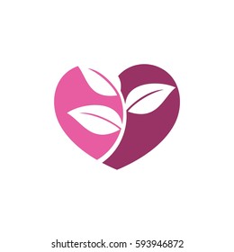 Leaf And Heart Logo Template  Illustration Design. Vector EPS 10.