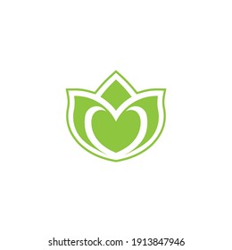 leaf heart minimalist logo design
