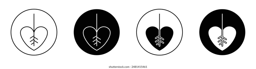Leaf heart outlined icon vector collection.