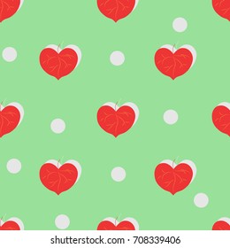Leaf heart seamless pattern. Fashion graphic background design. Abstract texture of valentines day. Colorful template for prints, textiles, wrapping, wallpaper, website etc. Vector illustration