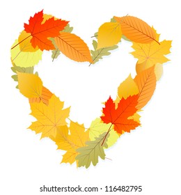 Leaf heart vector autumn background