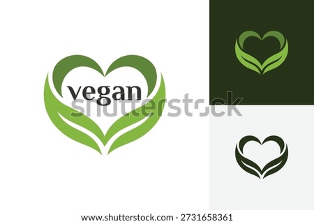 Leaf Heart for Vegan Logo Icon Design. Abstract Nature Plant Concept Symbol for Vegetarian Food, Organic Brand, Healthy Diet, and Eco Identity Logo