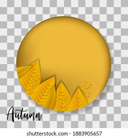 Leaf hello autumn background , circle design concept leaves golden fall season woods sale holiday , lanscape autumnal beaty texture poster isolated