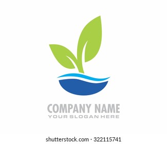 leaf herb sprout nature flora plant vector icon image logo