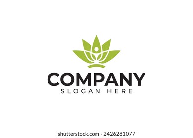 leaf herbal with human shape logo design for healthy medicine business company