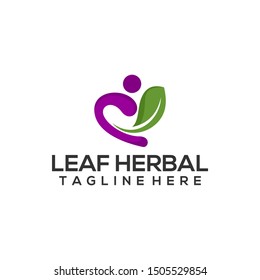 Leaf Herbar Natural Healthy Logo Template Vector