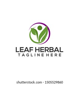 Leaf Herbar Natural Healthy Logo Template Vector