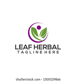 Leaf Herbar Natural Healthy Logo Template Vector