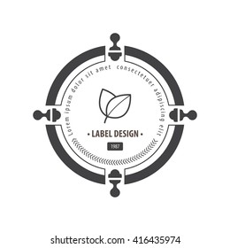 Leaf and Herbs Label black color