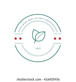 Leaf and Herbs Label red, green