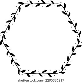Leaf hexagon Flower frame leaf wreath vector border floral photo frame romantic decoration for wedding anniversary birthday new year newborn mother Christmas valentine winner award congratulations