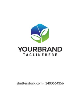 leaf hexagon logo design concept template vector