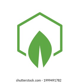 leaf hexagonal nature logo vector design