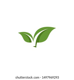 leaf with hidden check mark logo. green leaf eco logo template - vector