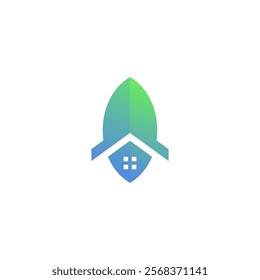 Leaf Home Icon Vector. Green House Logo