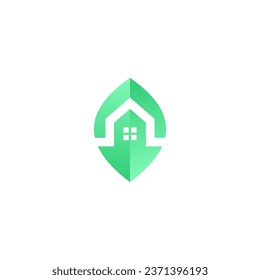 Leaf Home Logo Design. Eco House Vector