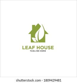 leaf home logo design icon silhouette vector	
