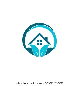 Leaf home logo design vector
