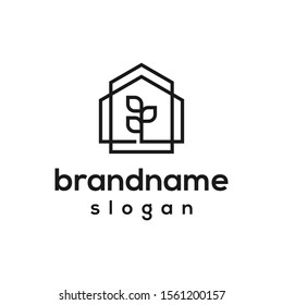 leaf home logo design vector