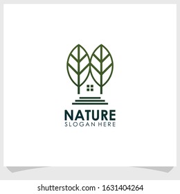 leaf and home logo design vector, nature elements logo design template